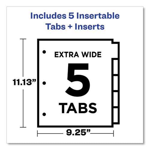 Insertable Big Tab Dividers, 5-tab, Single-sided Copper Edge Reinforcing, 11.13 X 9.25, White, Assorted Tabs, 1 Set