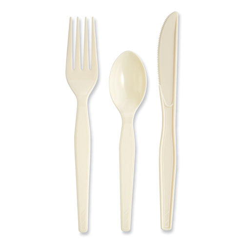 Heavyweight Polystyrene Cutlery, Fork/knife/spoon, Champagne, 250/carton