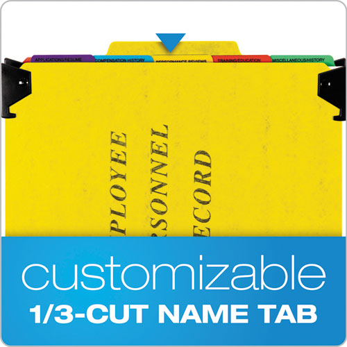 Hanging-style Personnel Folders, 5 Dividers With 1/5-cut Tabs, Letter Size, 1/3-cut Exterior Tabs, Yellow