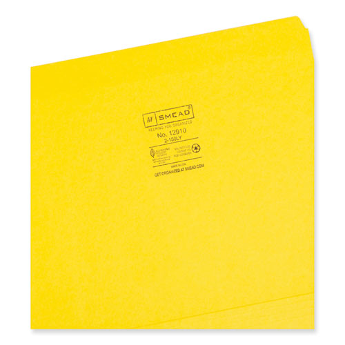 Reinforced Top Tab Colored File Folders, Straight Tabs, Letter Size, 0.75" Expansion, Yellow, 100/box