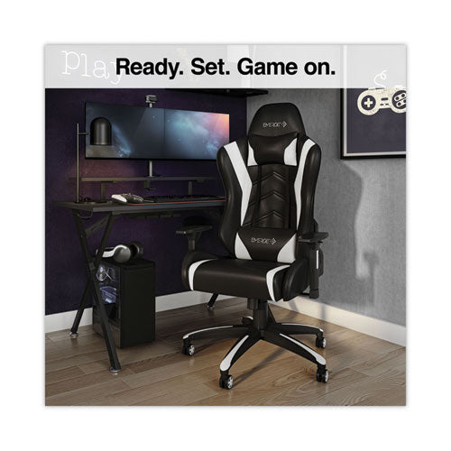 Vartan Bonded Leather Gaming Chair, Supports Up To 275 Lbs, White/black Seat, White/black Back, Black Base