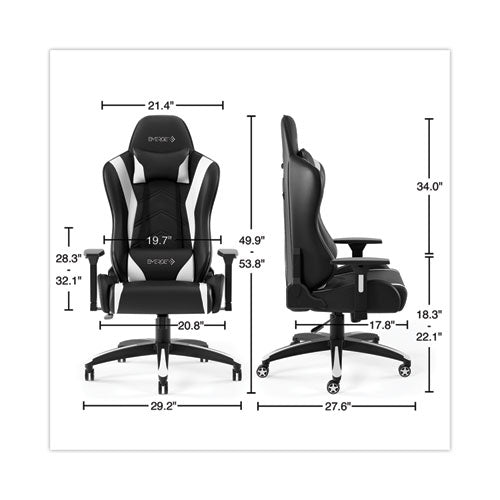 Vartan Bonded Leather Gaming Chair, Supports Up To 275 Lbs, White/black Seat, White/black Back, Black Base