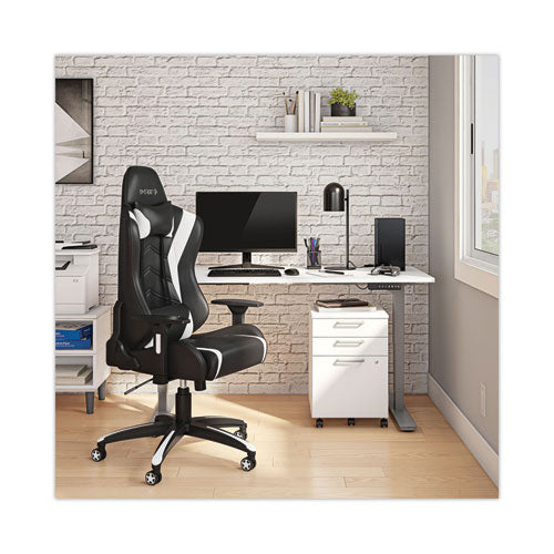 Vartan Bonded Leather Gaming Chair, Supports Up To 275 Lbs, White/black Seat, White/black Back, Black Base