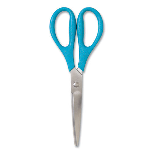 U Eco Scissors. Concave Tip, 9.45" Long, 3" Cut Length, Assorted Straight Handle, 3/pack