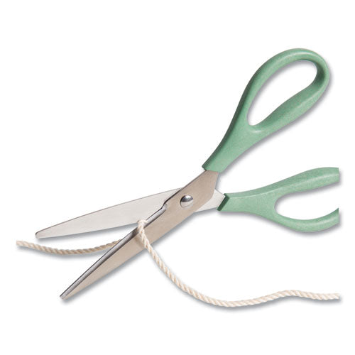 U Eco Scissors. Concave Tip, 9.45" Long, 3" Cut Length, Assorted Straight Handle, 3/pack