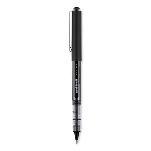 Vision Roller Ball Pen, Stick, Extra-fine 0.5 Mm, Black Ink, Gray/black/clear Barrel, Dozen