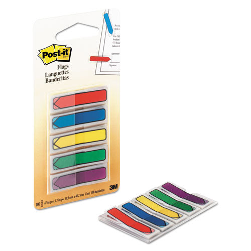 Arrow 0.5" Page Flags, Blue/green/purple/red/yellow, 20/color, 100/pack