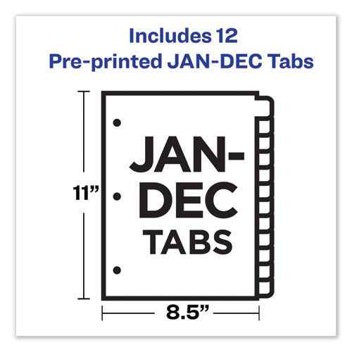 Preprinted Laminated Tab Dividers With Copper Reinforced Holes, 12-tab, Jan. To Dec., 11 X 8.5, Buff, 1 Set