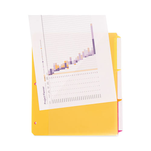 Three-ring Binder Poly Index Dividers With Pocket, 9.75 X 11.25, Assorted Colors, 30/box