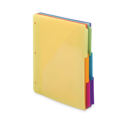Three-ring Binder Poly Index Dividers With Pocket, 9.75 X 11.25, Assorted Colors, 30/box