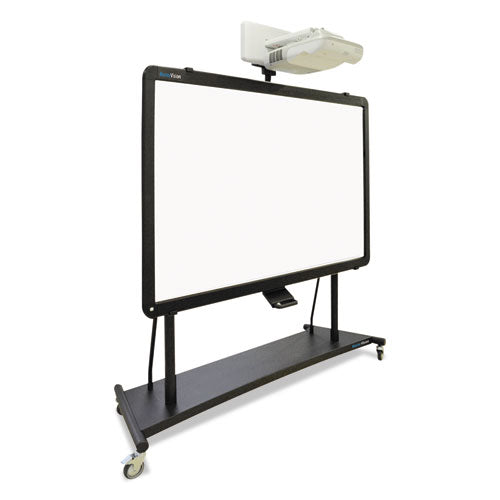 Interactive Board Mobile Stand With Ultra-short Throw Projector Arm And Mounting Plate, 76" X 26" X 70" To 80", Black