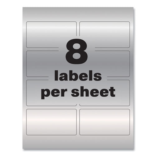 Permatrack Metallic Asset Tag Labels, Laser Printers, 2 X 3.75, Silver, 8/sheet, 8 Sheets/pack