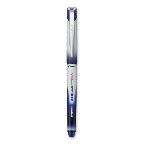 Vball Grip Liquid Ink Roller Ball Pen, Stick, Extra-fine 0.5 Mm, Blue Ink, Blue/white Barrel, Dozen