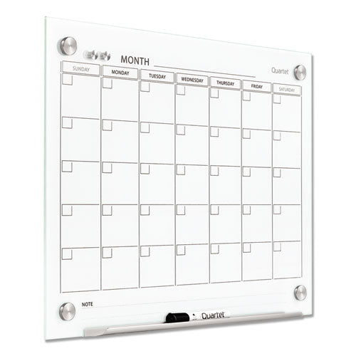 Infinity Magnetic Glass Calendar Board, One Month, 24 X 18, White Surface