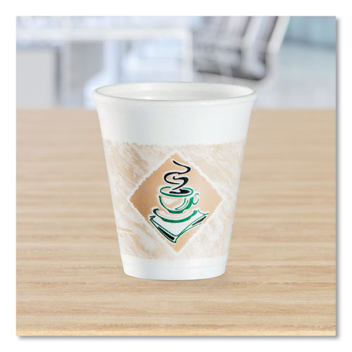 Cafe G Foam Hot/cold Cups, 8 Oz, Brown/green/white, 1,000/carton