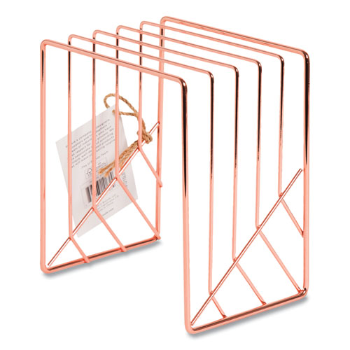 Vena Wire Letter Sorter, 5 Sections, Assorted Sizes, 3.94 X 5.24 X 6.1, Rose Gold