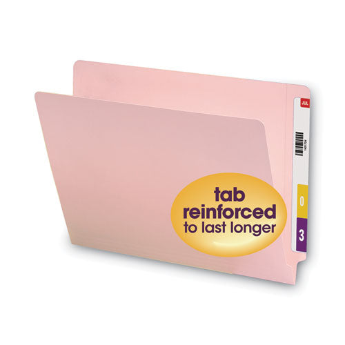 Shelf-master Reinforced End Tab Colored Folders, Straight Tabs, Letter Size, 0.75" Expansion, Pink, 100/box