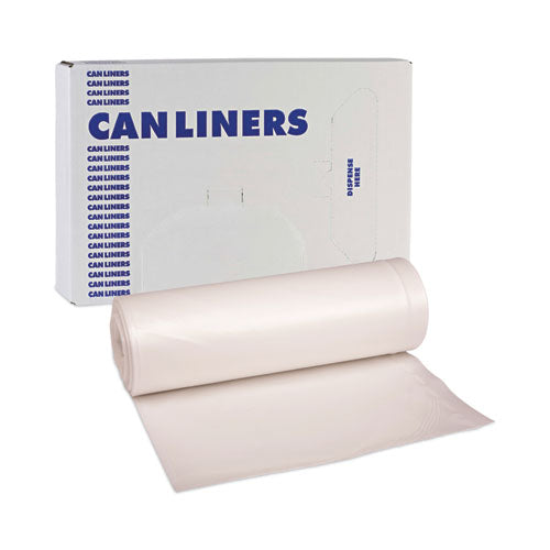 High-density Can Liners, 45 Gal, 19 Microns, 40" X 46", Natural, 25 Bags/roll, 6 Rolls/carton