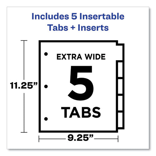 Insertable Big Tab Plastic 1-pocket Dividers, 5-tab, 11.13 X 9.25, Assorted, 1 Set