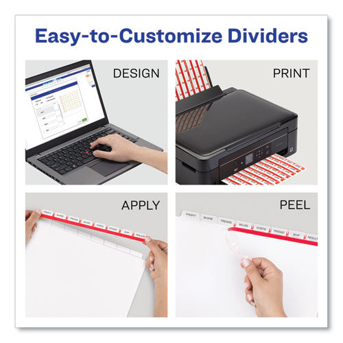 Print And Apply Index Maker Clear Label Dividers, Extra Wide Tabs, 8-tab, 11.25 X 9.25, White, 5 Sets