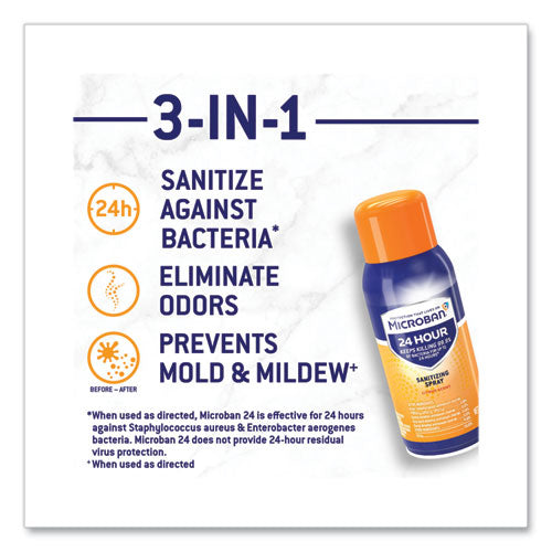 24-hour Disinfecting Sanitizing Spray, Travel Size, Citrus Scent, 2.8 Oz Aerosol Spray, 4/pack