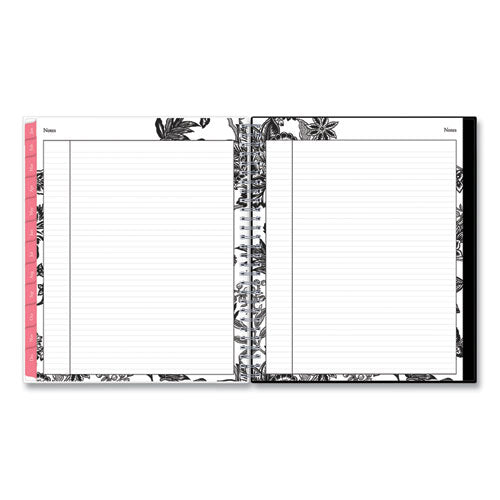 Analeis Monthly Planner, Analeis Floral Artwork, 10 X 8, White/black/coral Cover, 12-month (jan To Dec): 2024