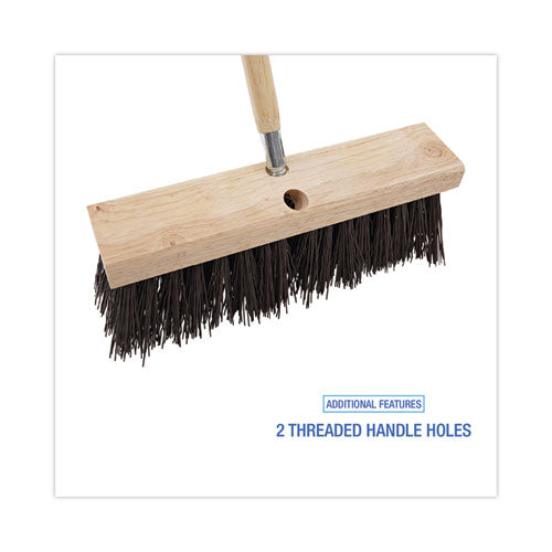 Street Broom Head, 6.25" Brown Polypropylene Bristles, 16" Brush