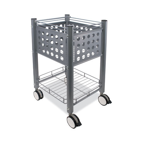 Sidekick File Cart, Metal, 1 Shelf, 1 Bin, 13.75" X 15.5" X 26.25", Matte Gray