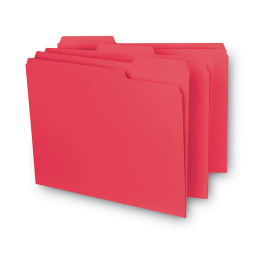 Interior File Folders, 1/3-cut Tabs: Assorted, Letter Size, 0.75" Expansion, Red, 100/box