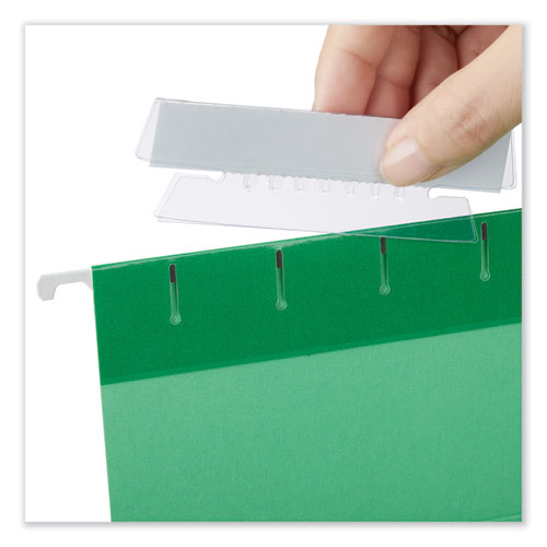 Hanging File Folder Plastic Index Tabs, 1/3-cut, Clear, 3.7" Wide, 25/pack