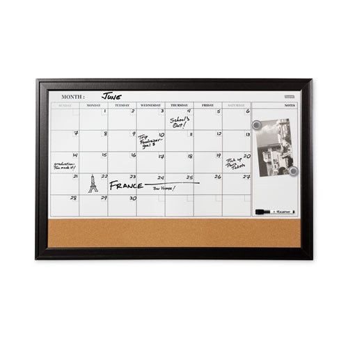 Home Decor Magnetic Combo Dry Erase Board With Cork Board On Bottom, 23 X 17, Tan/white Surface, Espresso Wood Frame