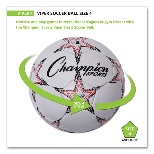 Viper Soccer Ball, No. 4 Size, 8" To 8.25" Diameter, White