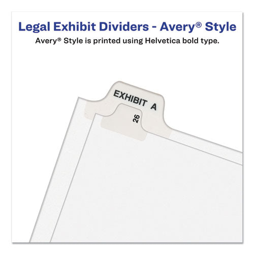 Preprinted Legal Exhibit Side Tab Index Dividers, Avery Style, 10-tab, 1, 11 X 8.5, White, 25/pack