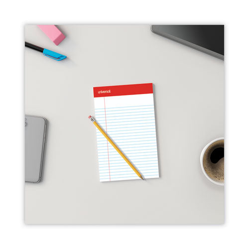 Perforated Ruled Writing Pads, Narrow Rule, Red Headband, 50 White 5 X 8 Sheets, Dozen