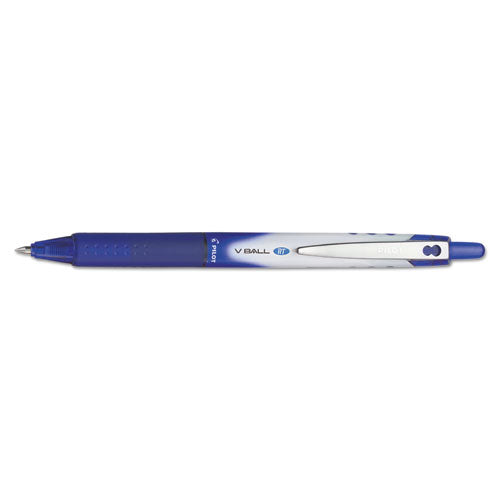 Vball Rt Liquid Ink Roller Ball Pen, Retractable, Extra-fine 0.5 Mm, Blue Ink, Blue/white Barrel