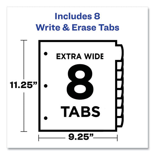 Write And Erase Durable Plastic Dividers With Slash Pocket, 3-hold Punched, 8-tab, 11.13 X 9.25, Assorted, 1 Set