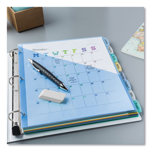 Write And Erase Durable Plastic Dividers With Slash Pocket, 3-hold Punched, 8-tab, 11.13 X 9.25, Assorted, 1 Set