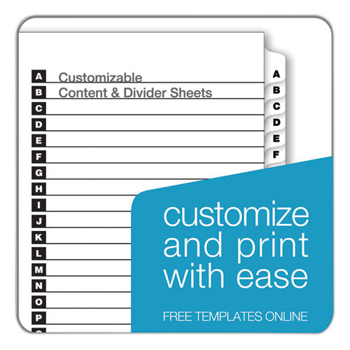 Onestep Printable Table Of Contents And Dividers, 26-tab, A To Z, 11 X 8.5, White, White Tabs, 1 Set