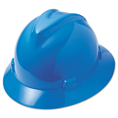 V-gard Full-brim Hard Hats, Ratchet Suspension, Size 6.5 To 8, Blue