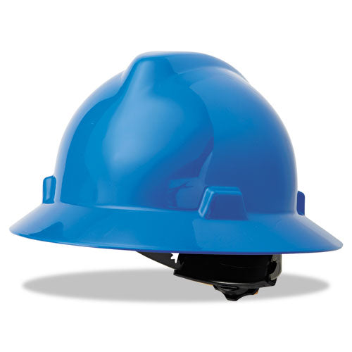 V-gard Full-brim Hard Hats, Ratchet Suspension, Size 6.5 To 8, Blue