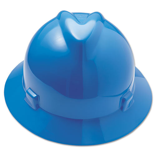 V-gard Full-brim Hard Hats, Ratchet Suspension, Size 6.5 To 8, Blue