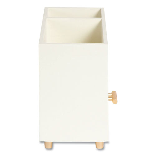 Juliet Desk Organizer, 3 Compartments, 1 Drawer, 3.75 X 9 X 5, White, Wood