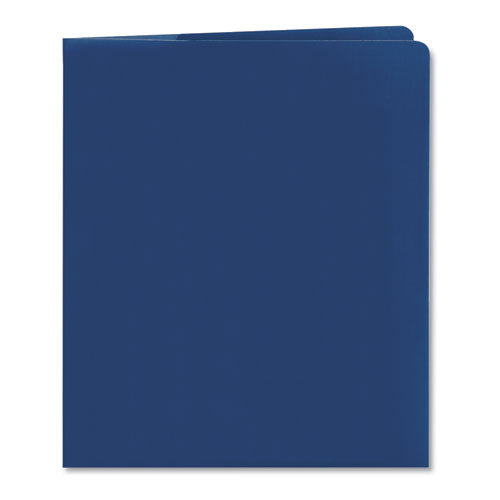 Lockit Two-pocket Folder, Textured Paper, 100-sheet Capacity, 11 X 8.5, Dark Blue, 25/box