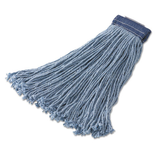 Cotton/synthetic Cut-end Blend Mop Head, 16 Oz, 1" Band, Blue, 12/carton