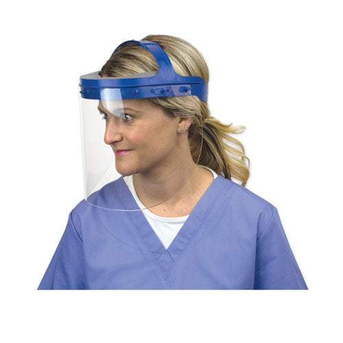 Fully Assembled Full Length Face Shield With Head Gear, 16.5 X 10.25 X 11, Clear/blue, 16/carton