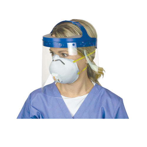 Fully Assembled Full Length Face Shield With Head Gear, 16.5 X 10.25 X 11, Clear/blue, 16/carton