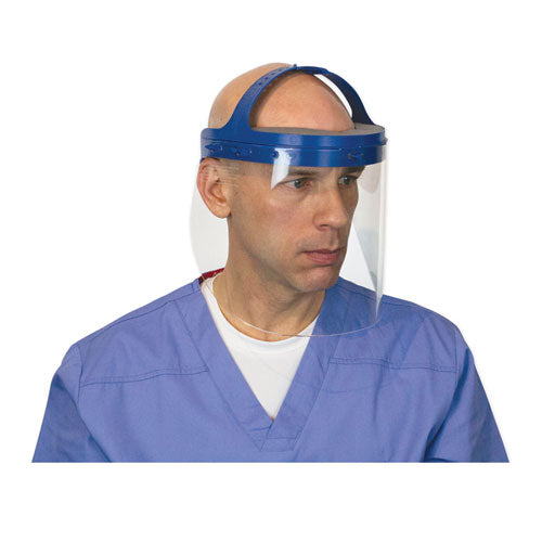 Fully Assembled Full Length Face Shield With Head Gear, 16.5 X 10.25 X 11, Clear/blue, 16/carton