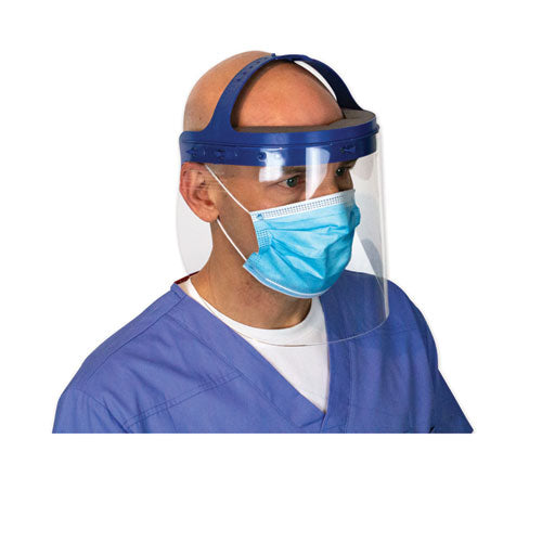 Fully Assembled Full Length Face Shield With Head Gear, 16.5 X 10.25 X 11, Clear/blue, 16/carton