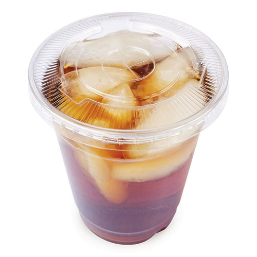 Crystal-clear Cold Cup Straw-slot Lids, Fits 9 Oz Squat/12 Oz Pet Cups, 100/pack