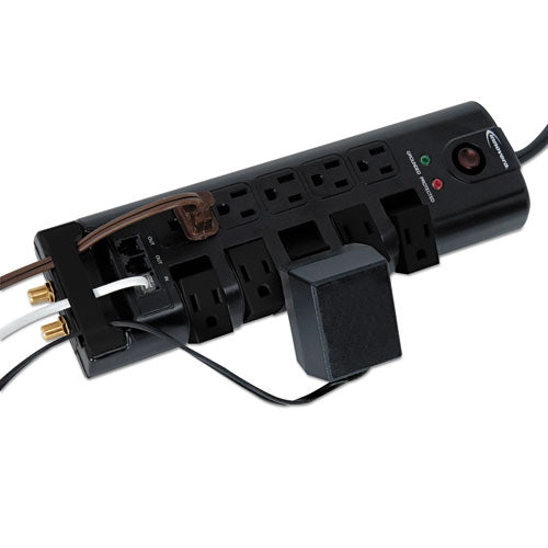 Surge Protector, 10 Ac Outlets, 6 Ft Cord, 2,880 J, Black